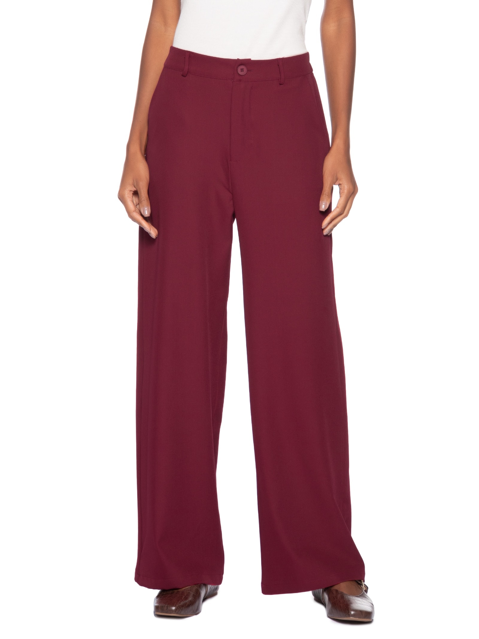 Calça Feminina  de Alfaiataria – Vermelho Basiq