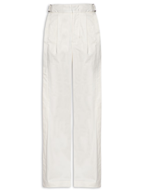 Calça Feminina de Algodão com Fivela – Branco