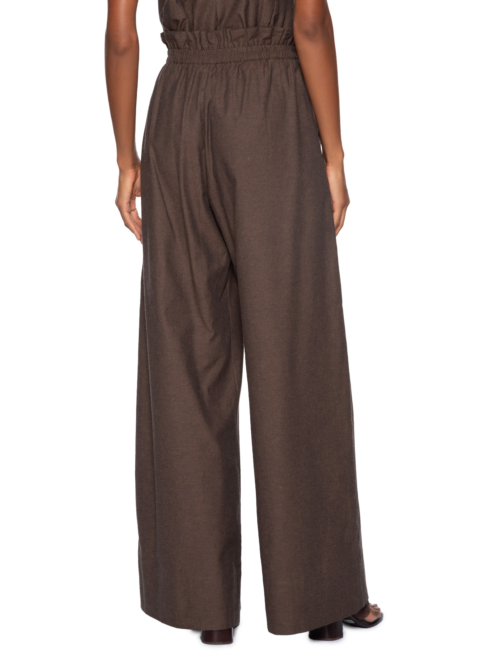 Calça Feminina De Algodão Pantalona Marrom Animale