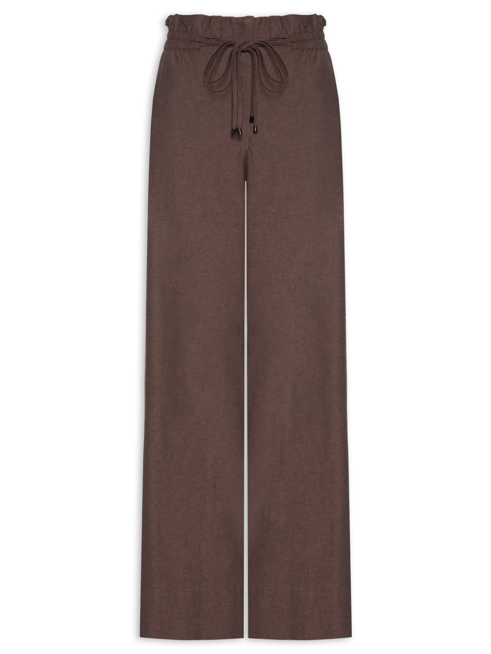 Calça Feminina De Algodão Pantalona Marrom Animale