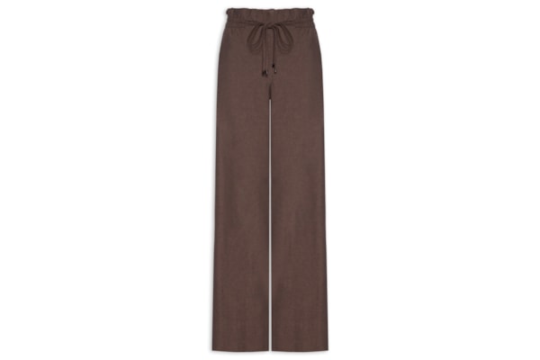 Calça Feminina De Algodão Pantalona - Marrom