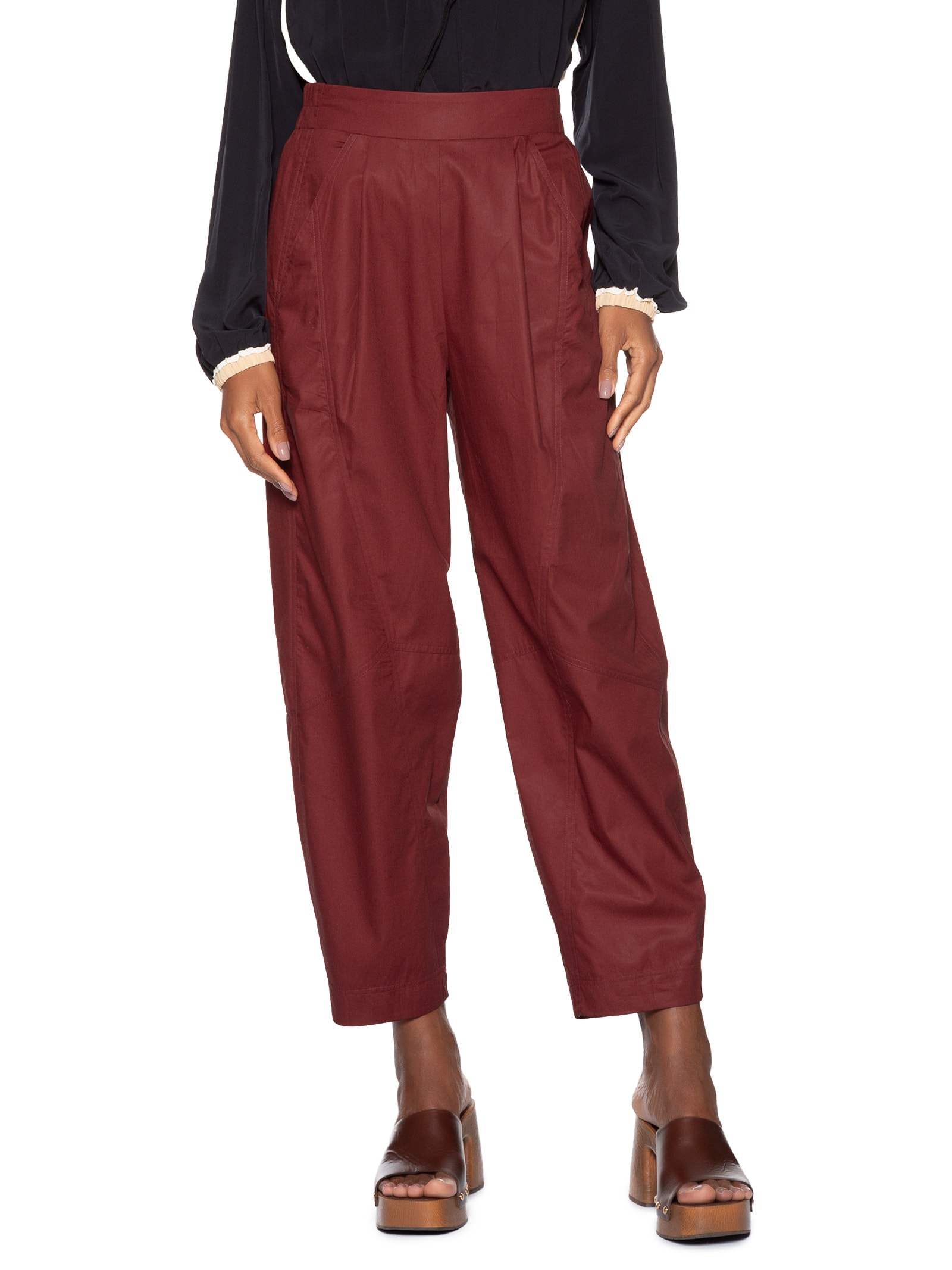 Calça Feminina De Algodão Recortes Vermelho Animale