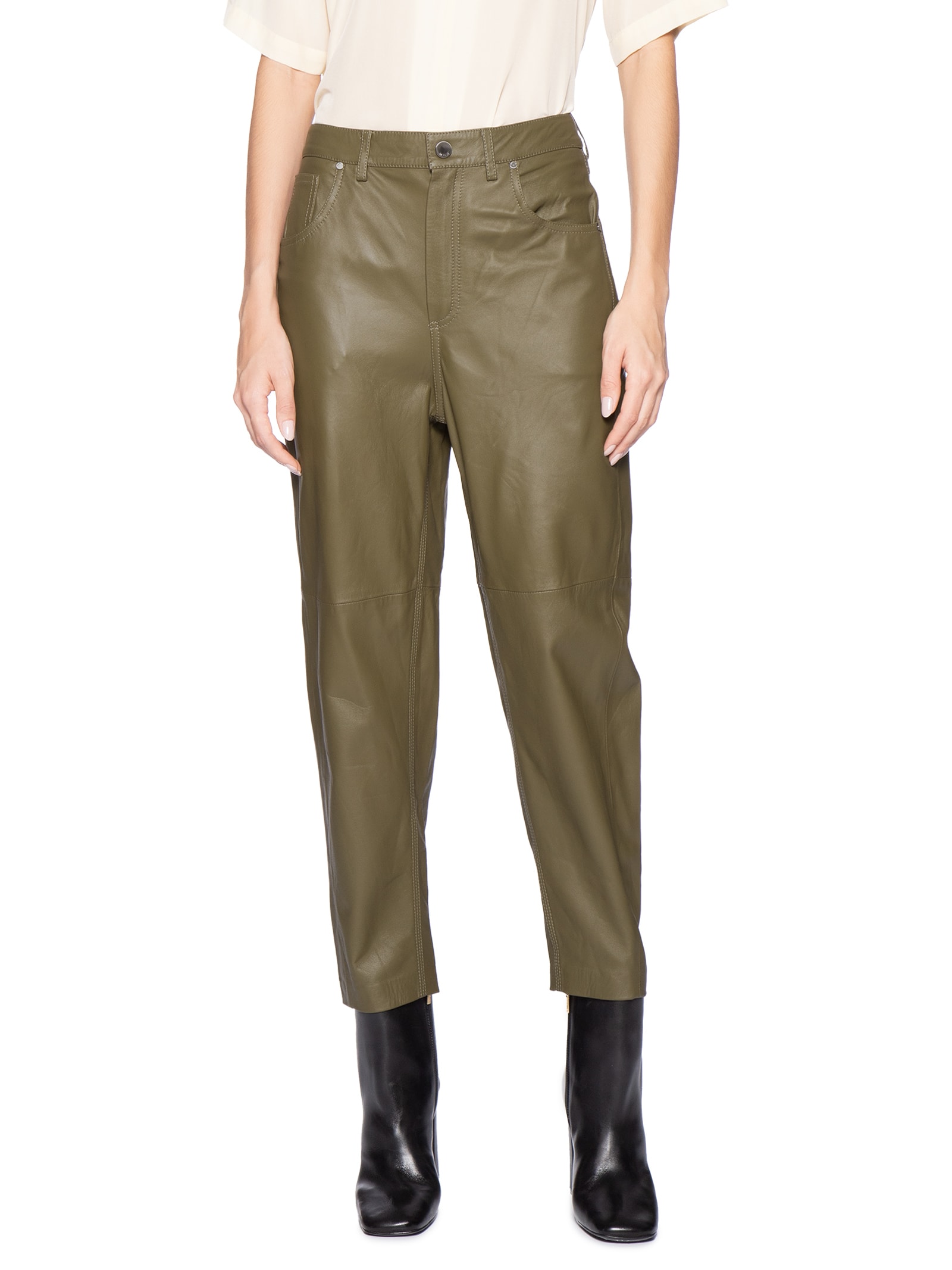 Calça Feminina De Couro Basic Color Verde Animale