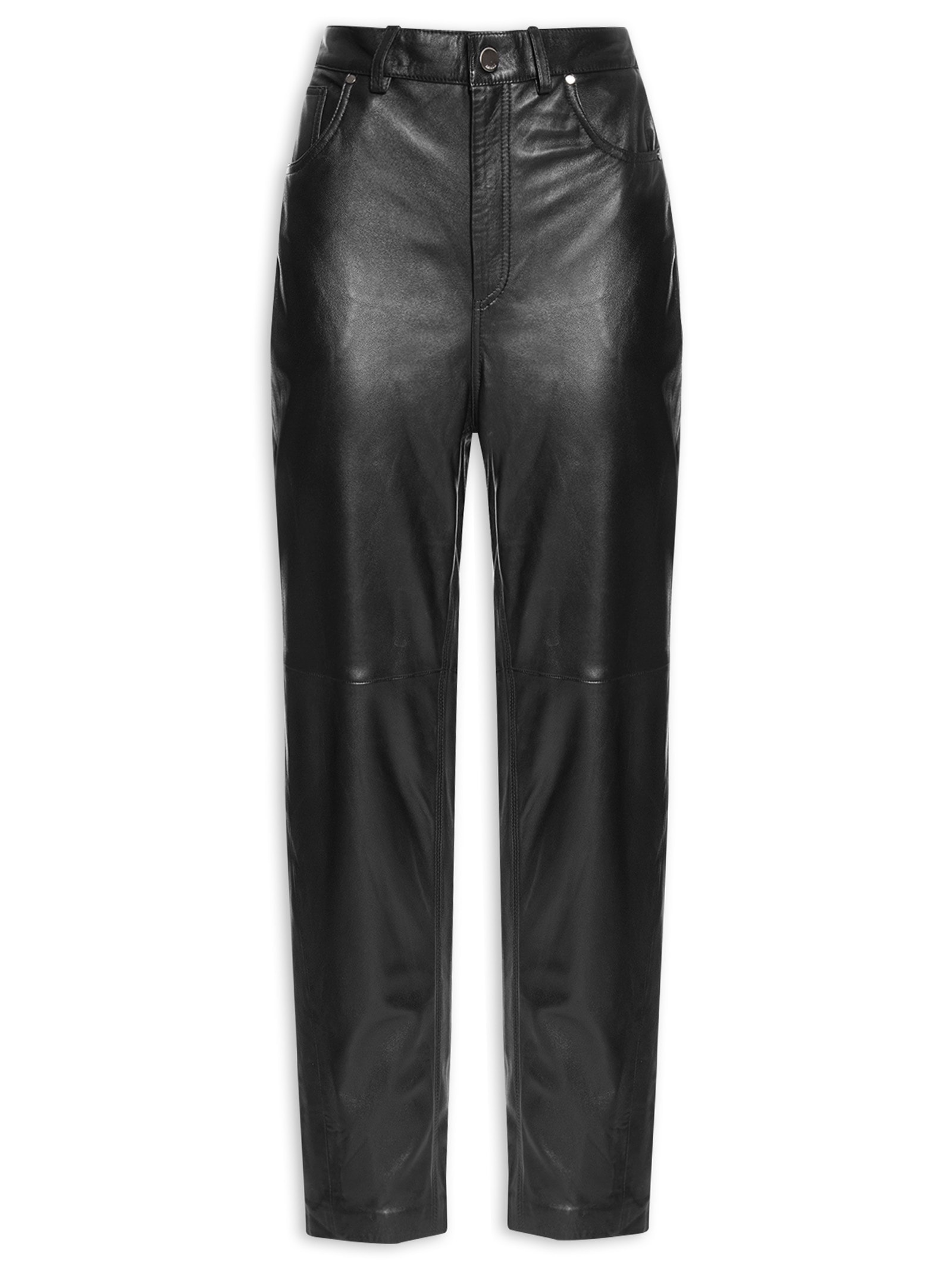 Calça Feminina De Couro Basic Preto Animale