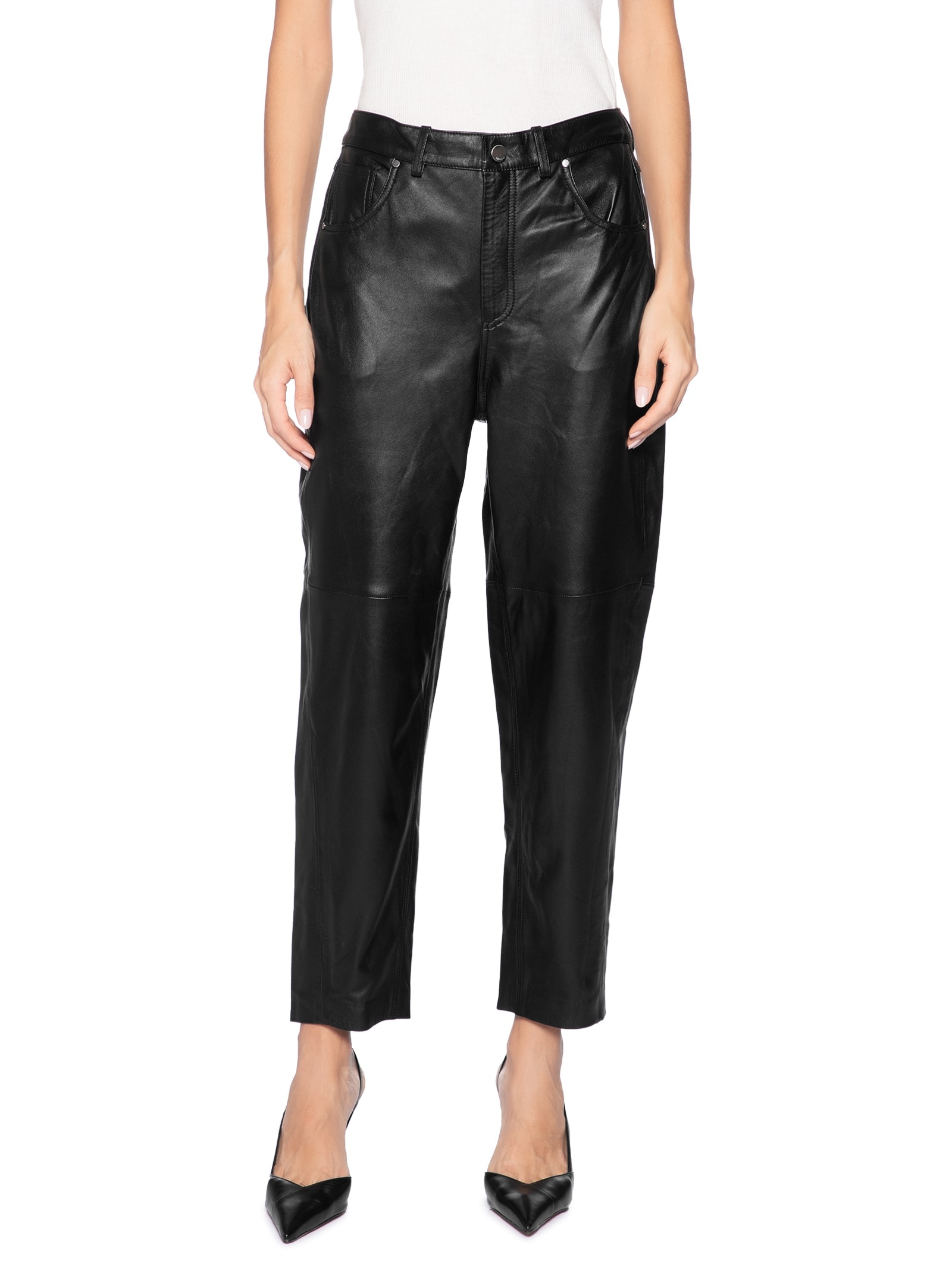 Calça Feminina De Couro Basic Preto Animale