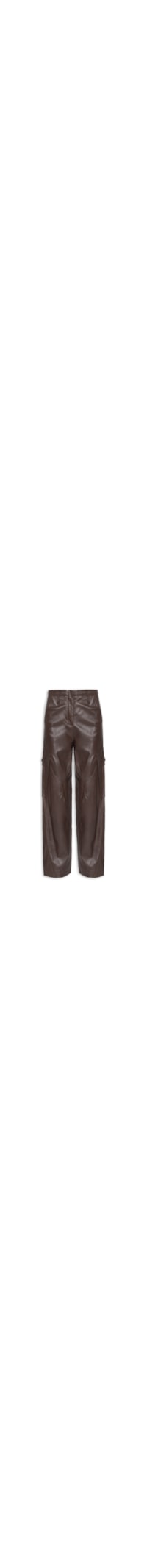 Calça Feminina de Couro Cargo Pespontos - Marrom