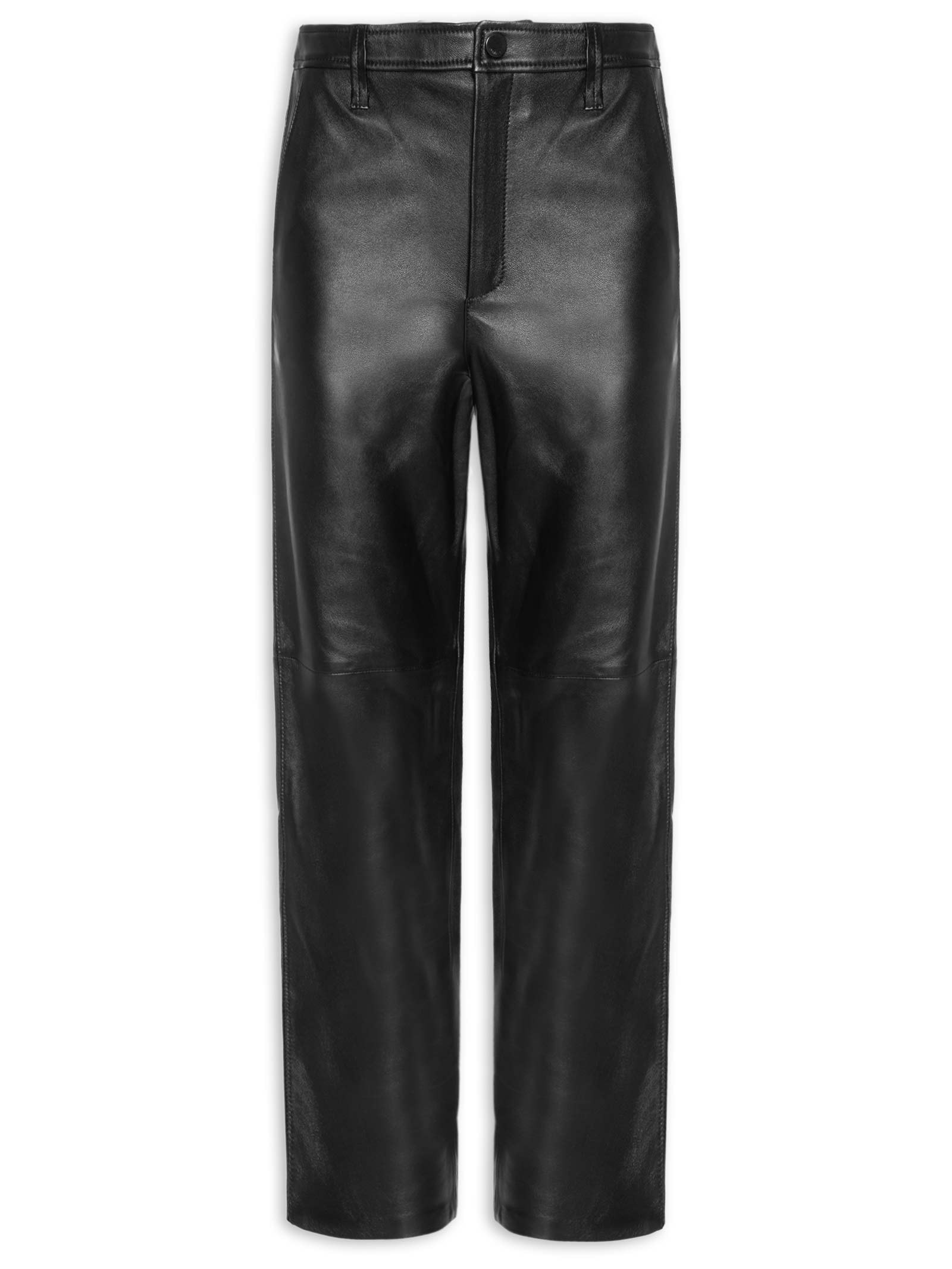 Calça Feminina de Couro Clássica Básica – Preto Animale