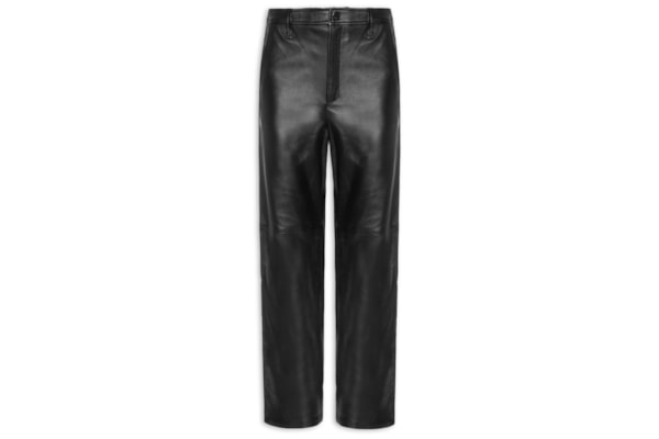 Calça Feminina de Couro Clássica Básica – Preto