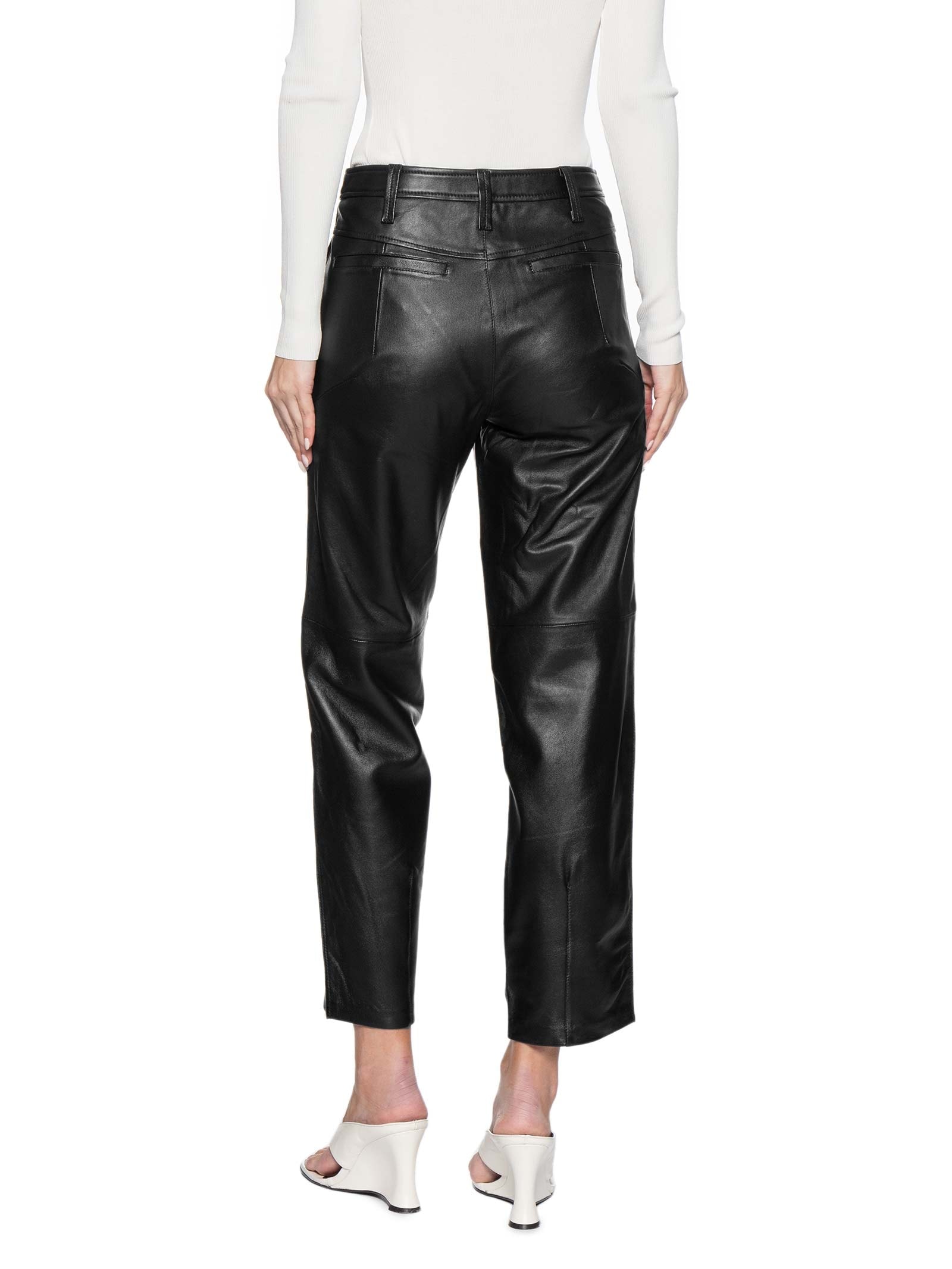 Calça Feminina de Couro Clássica Básica – Preto Animale