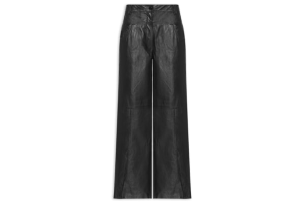 Calça Feminina De Couro Mix Jeans - Preto