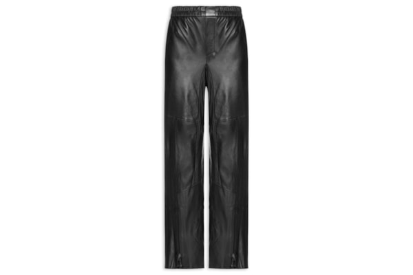 Calça Feminina De Couro Sport Recorte Pespontos - Preto