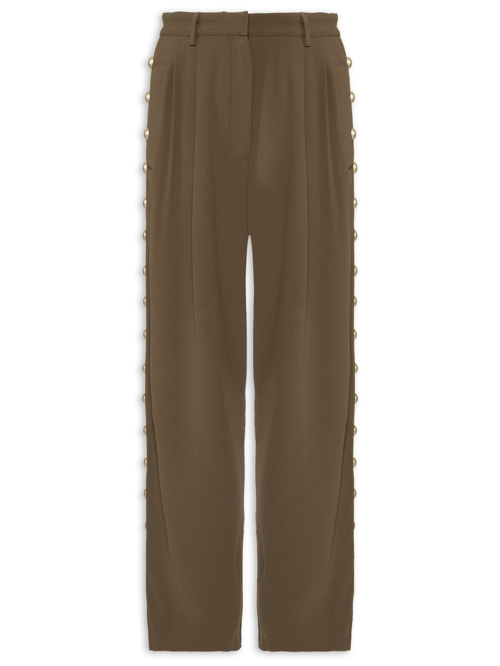 Calça Feminina de Crepe com Rebite – Marrom Animale Jeans