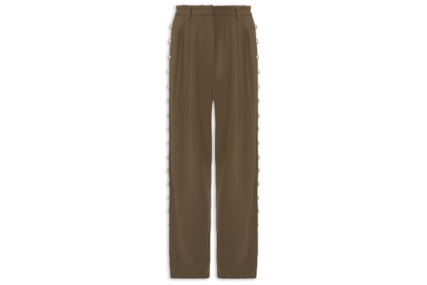 Calça Feminina de Crepe com Rebite – Marrom