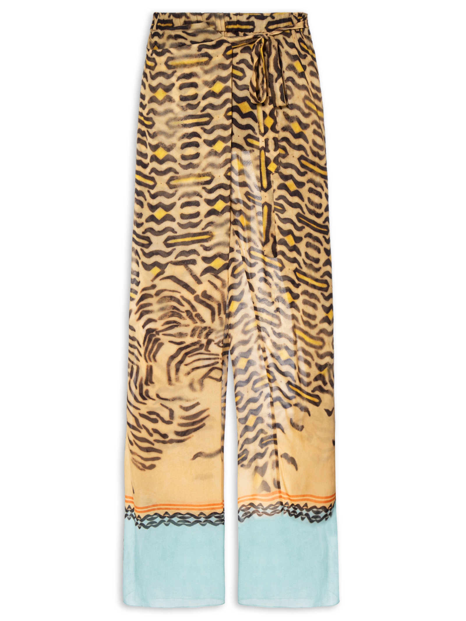 Calça Feminina De Georgette Estampada Transpassada Animal Print Animale