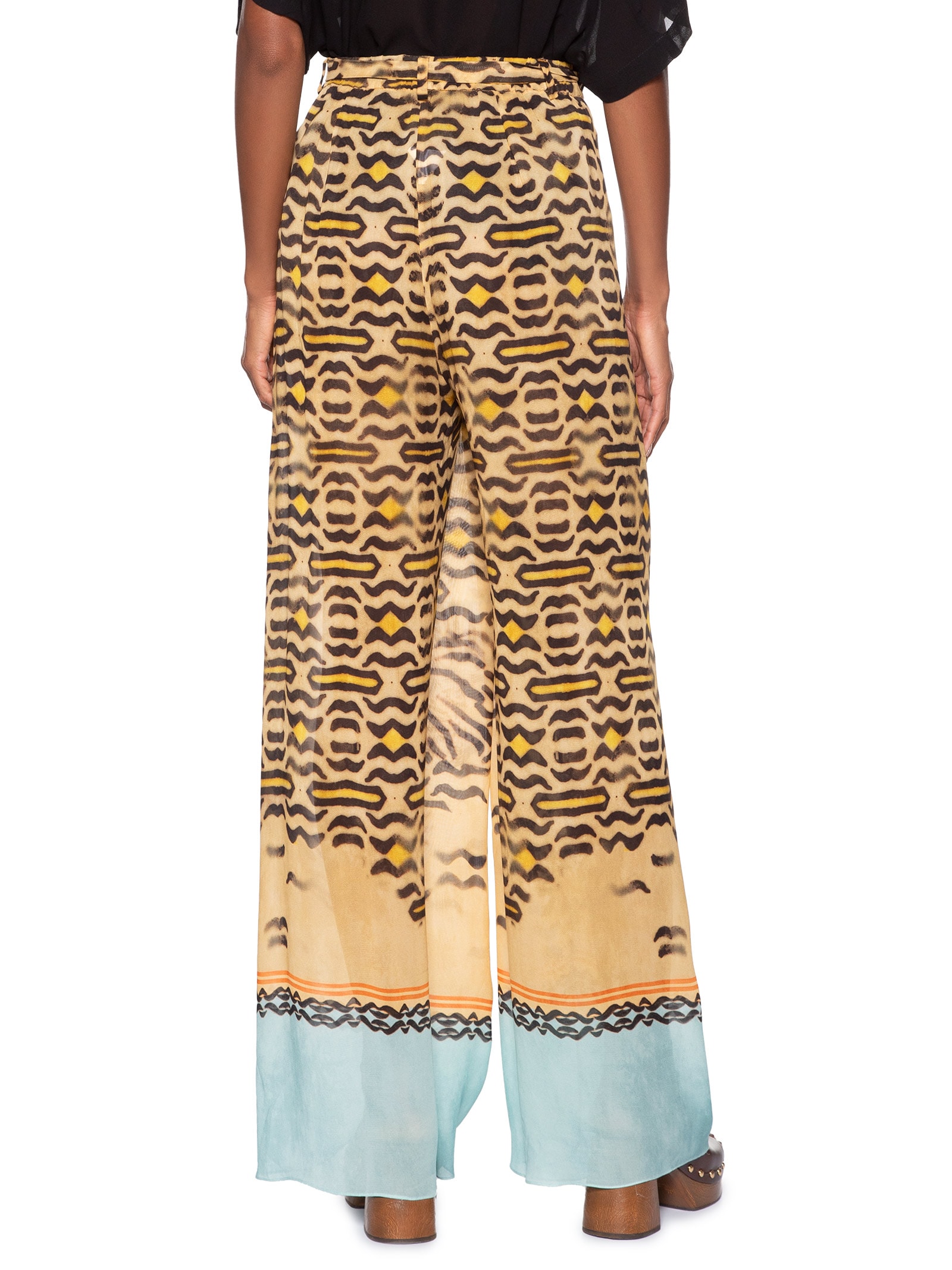 Calça Feminina De Georgette Estampada Transpassada Animal Print Animale