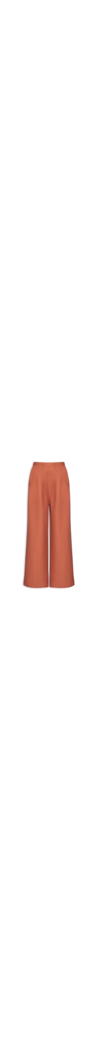 Calça Feminina De Linho Ampla Com Pregas - Marrom