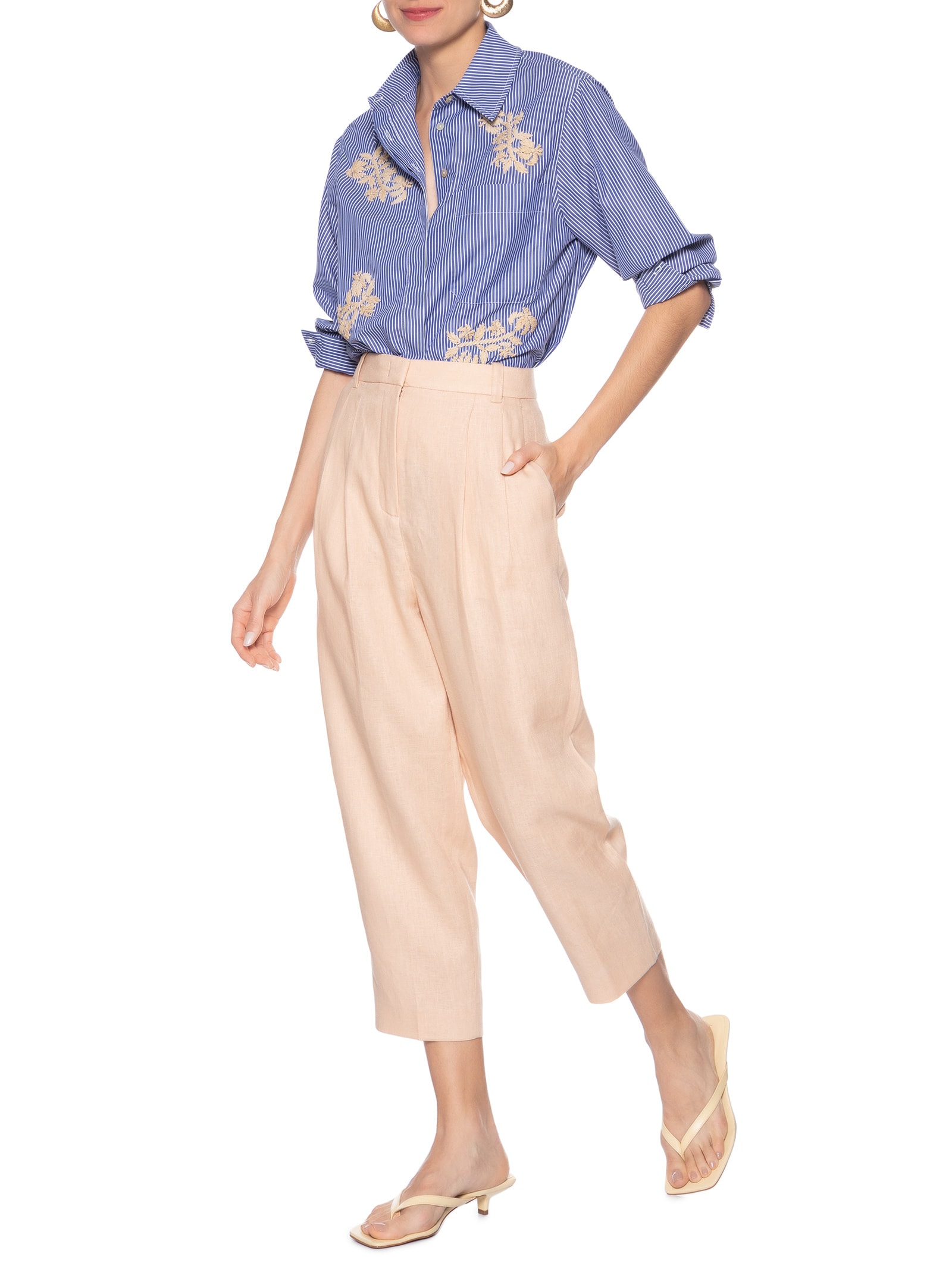 Calça Feminina De Linho Bege Animale