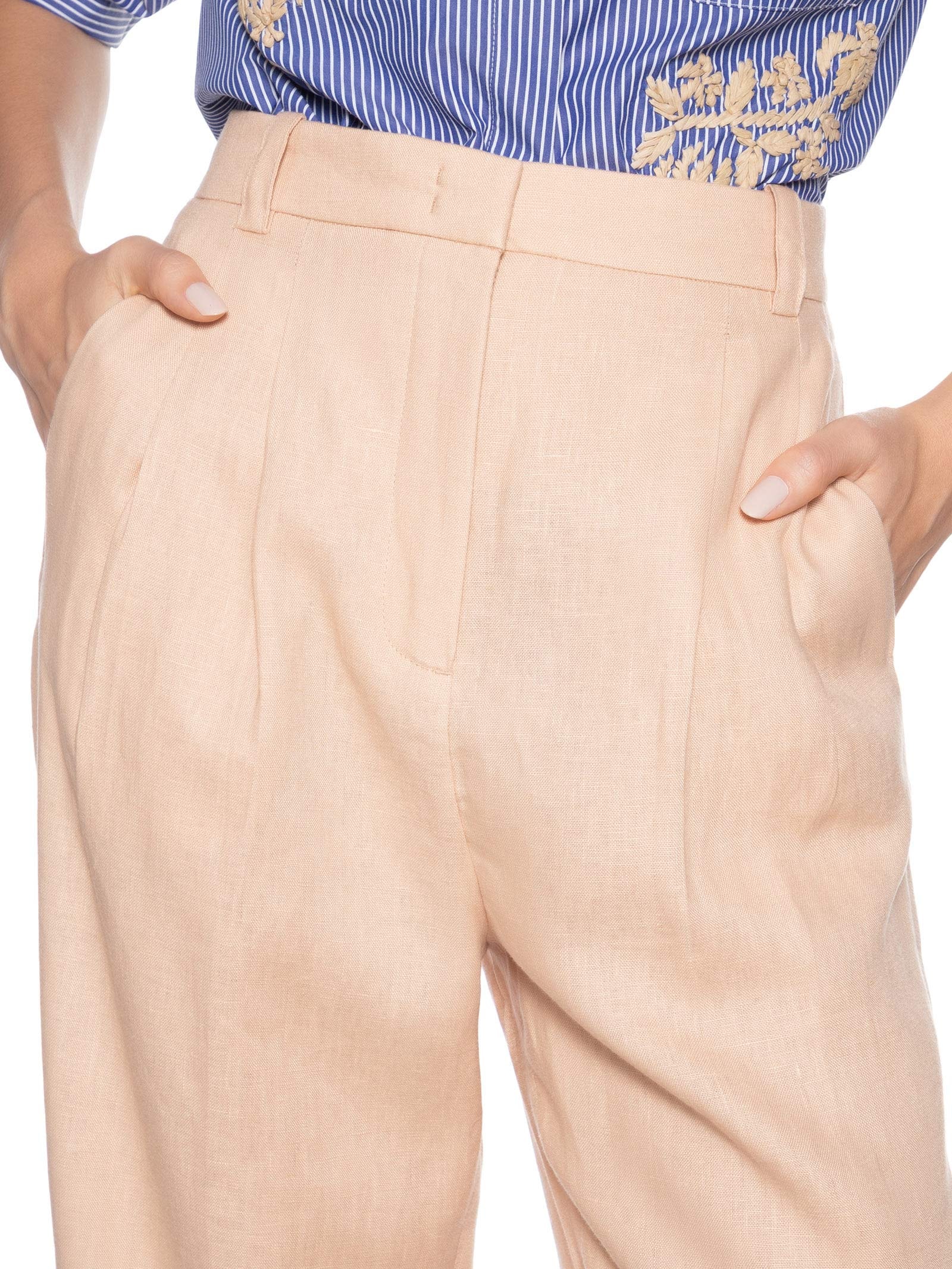 Calça Feminina De Linho Bege Animale