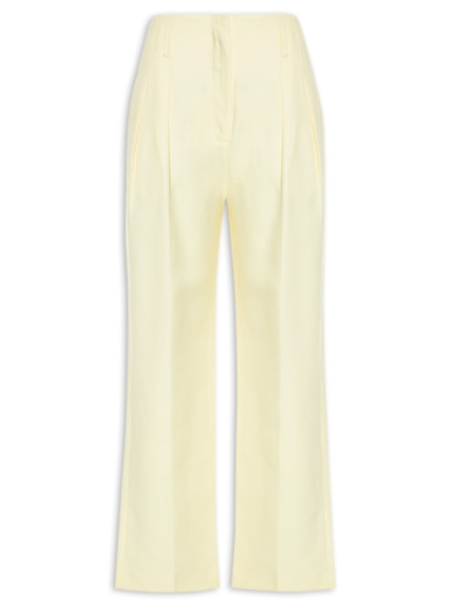Calça Feminina De Linho Sem Cós Bege Manha - Amarelo