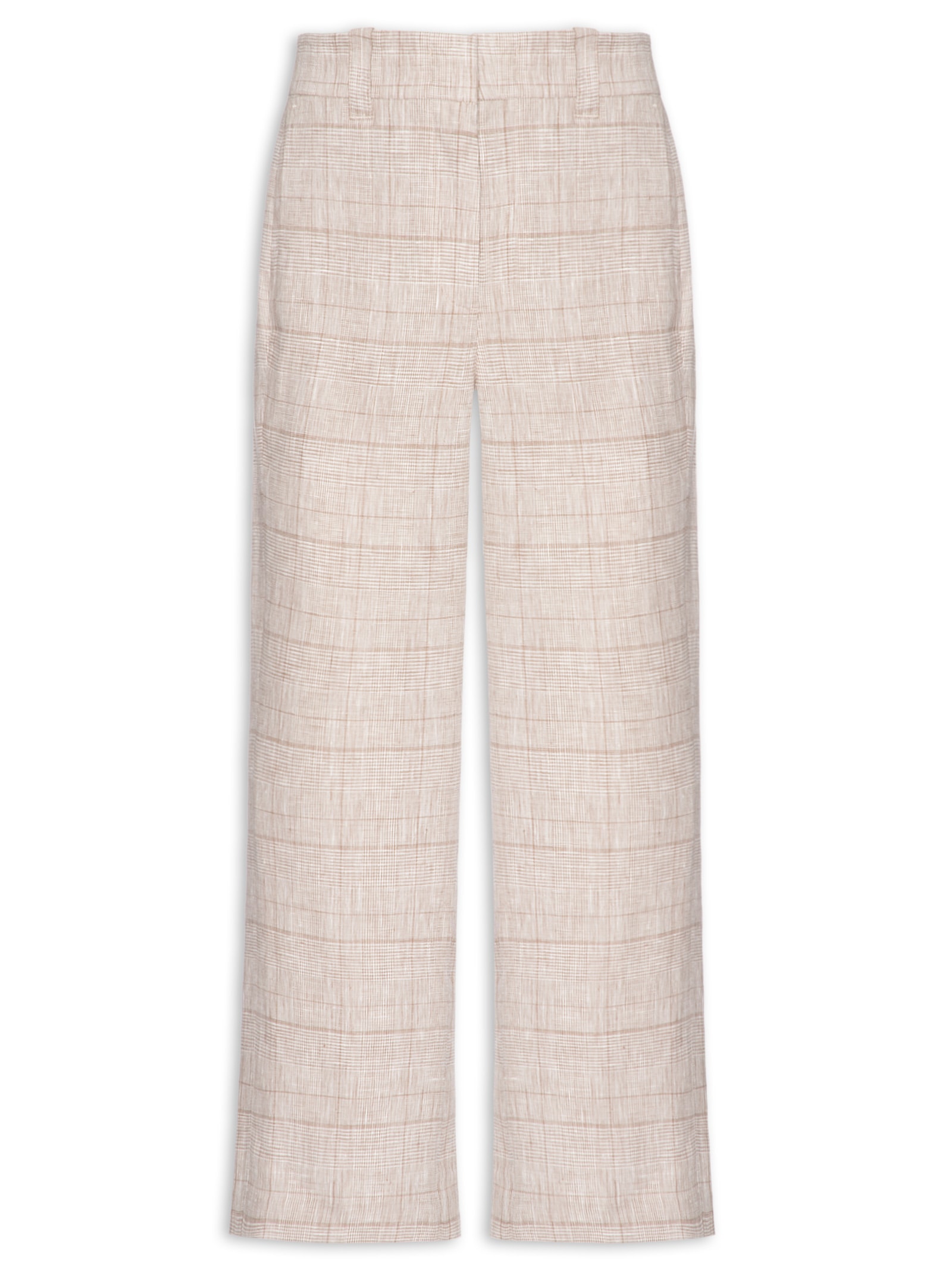Calça Feminina De Linho Xadrez Cinza Animale