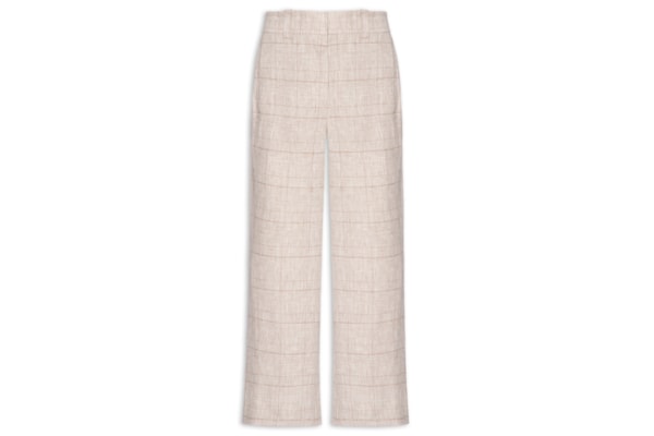 Calça Feminina De Linho Xadrez - Cinza