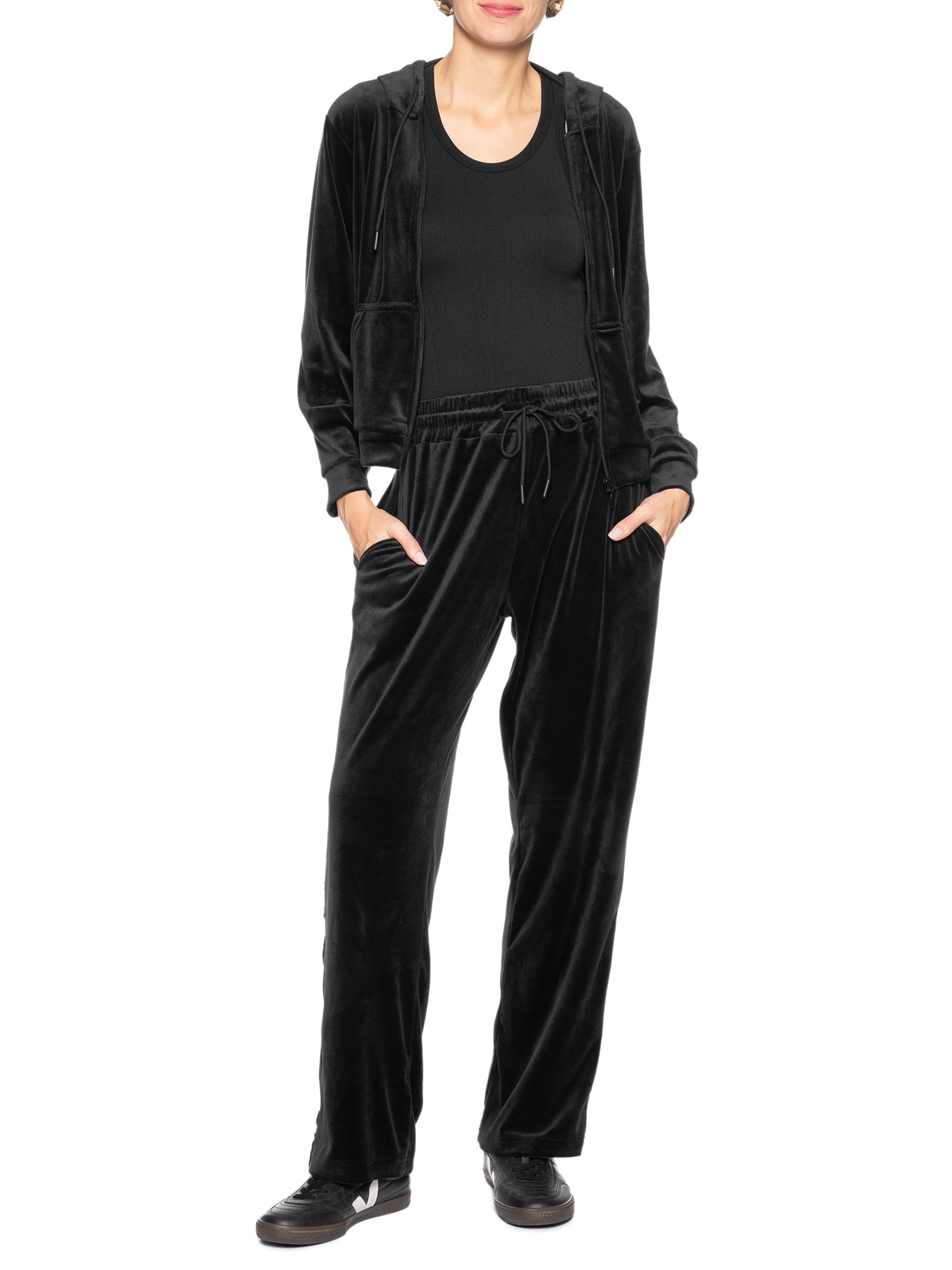 Calça Feminina De Moletom Plush Preto Basiq