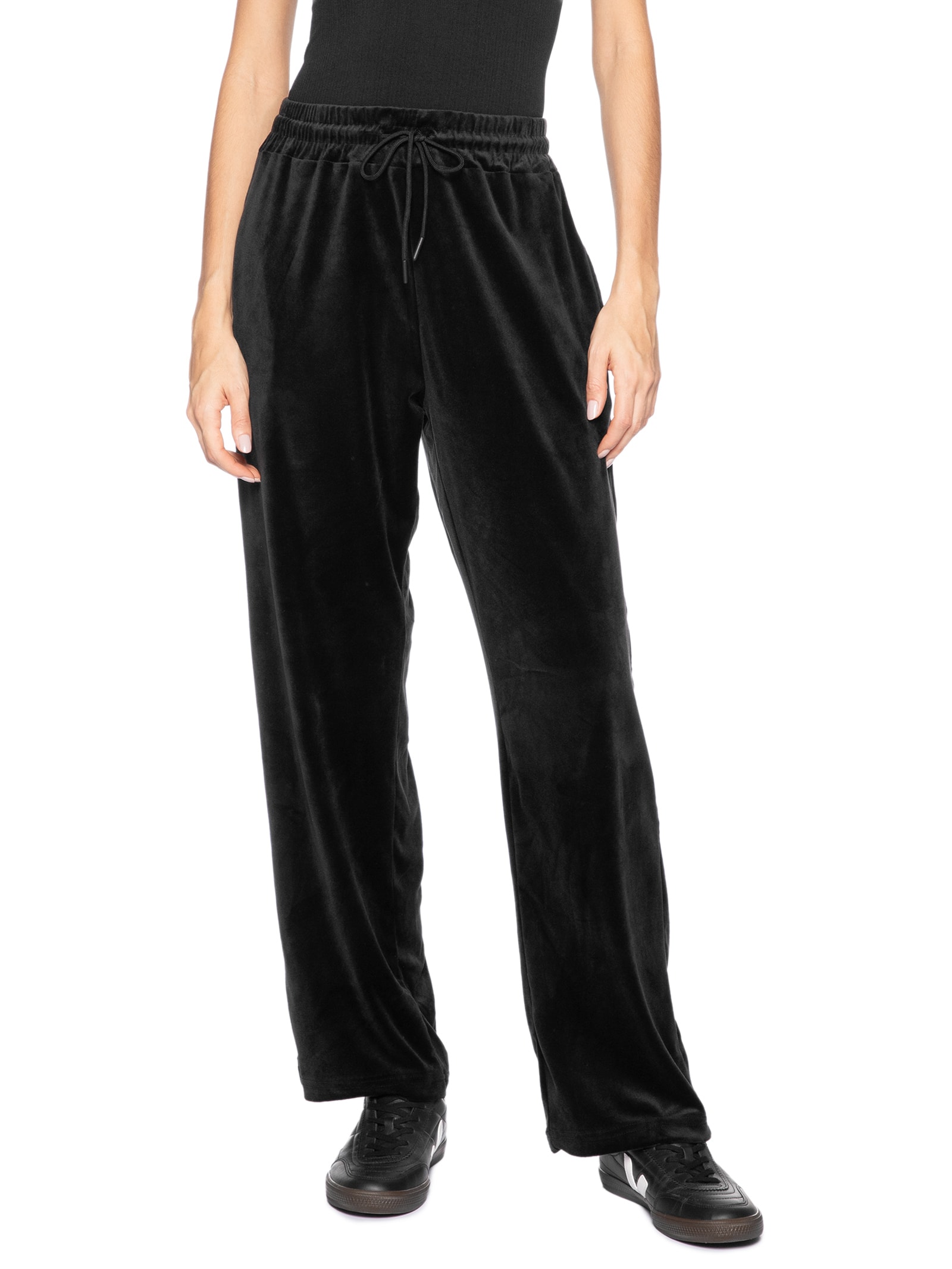 Calça Feminina De Moletom Plush Preto Basiq