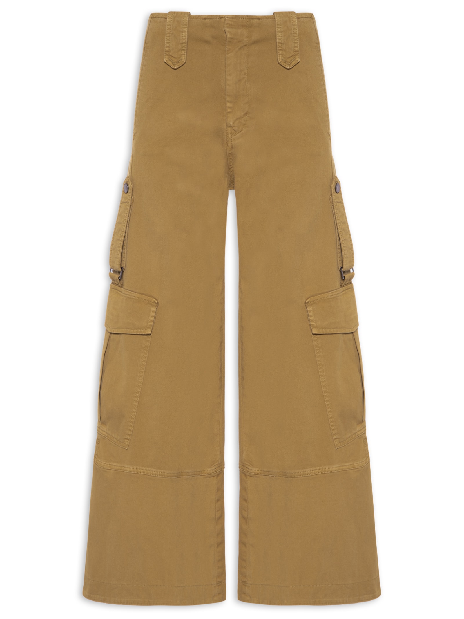Calça Feminina De Sarja Ampla Bolso Lateral Marrom Animale
