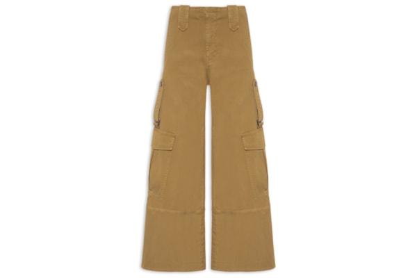 Calça Feminina De Sarja Ampla Bolso Lateral - Marrom