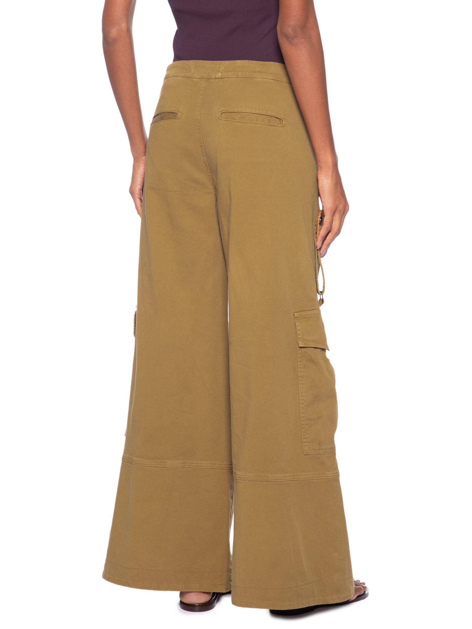 Calça Feminina De Sarja Ampla Bolso Lateral Marrom Animale