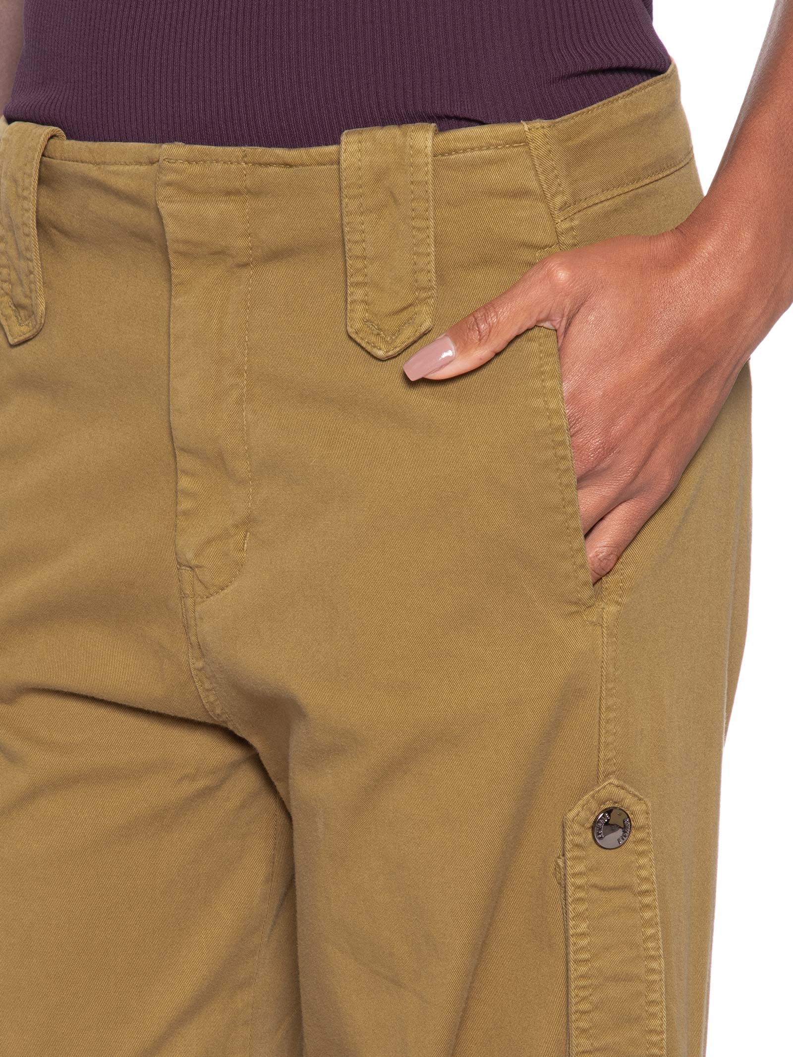 Calça Feminina De Sarja Ampla Bolso Lateral Marrom Animale