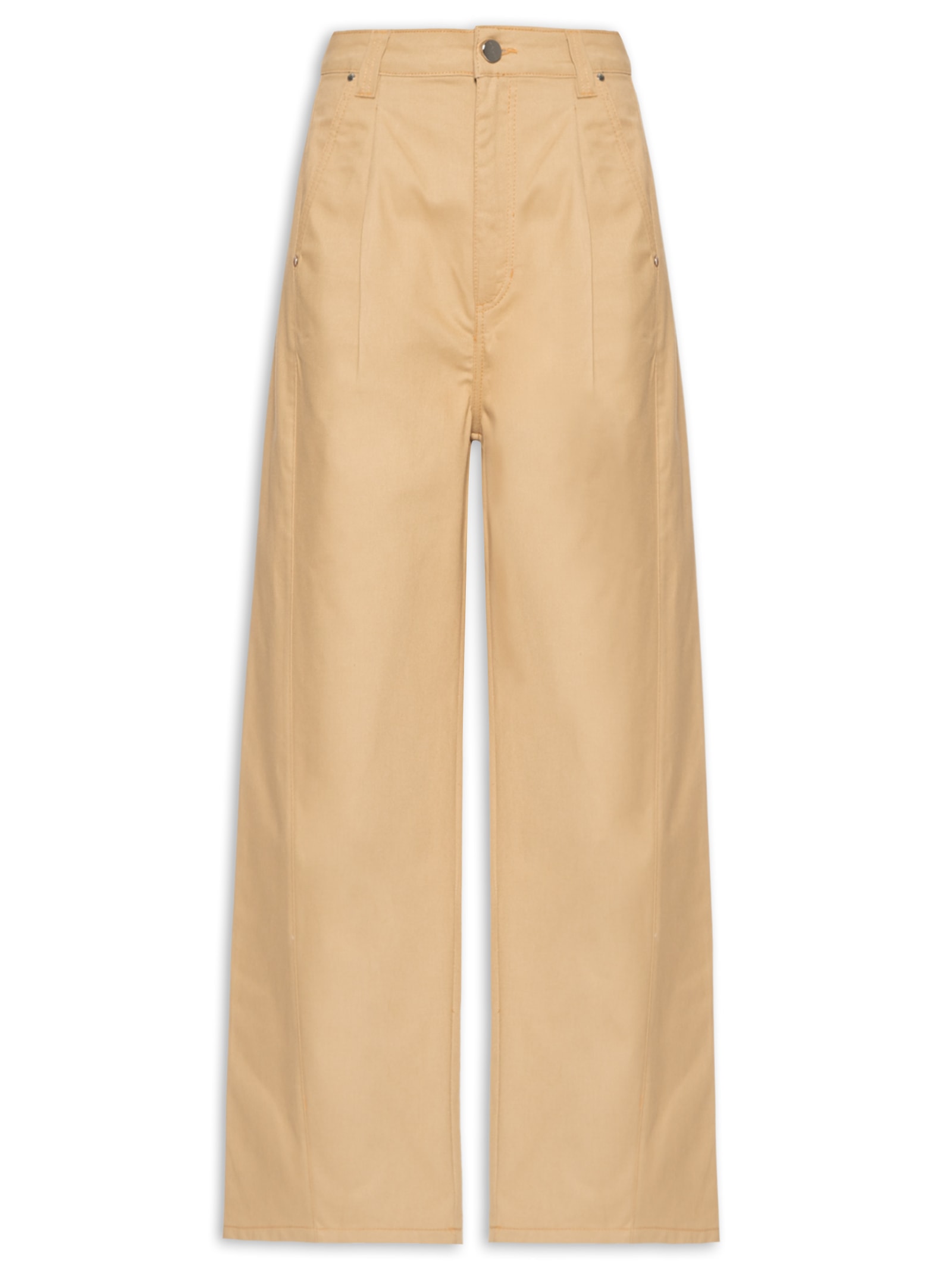 Calça Feminina De Sarja Bolso Faca Cintura Baixa Bege Animale