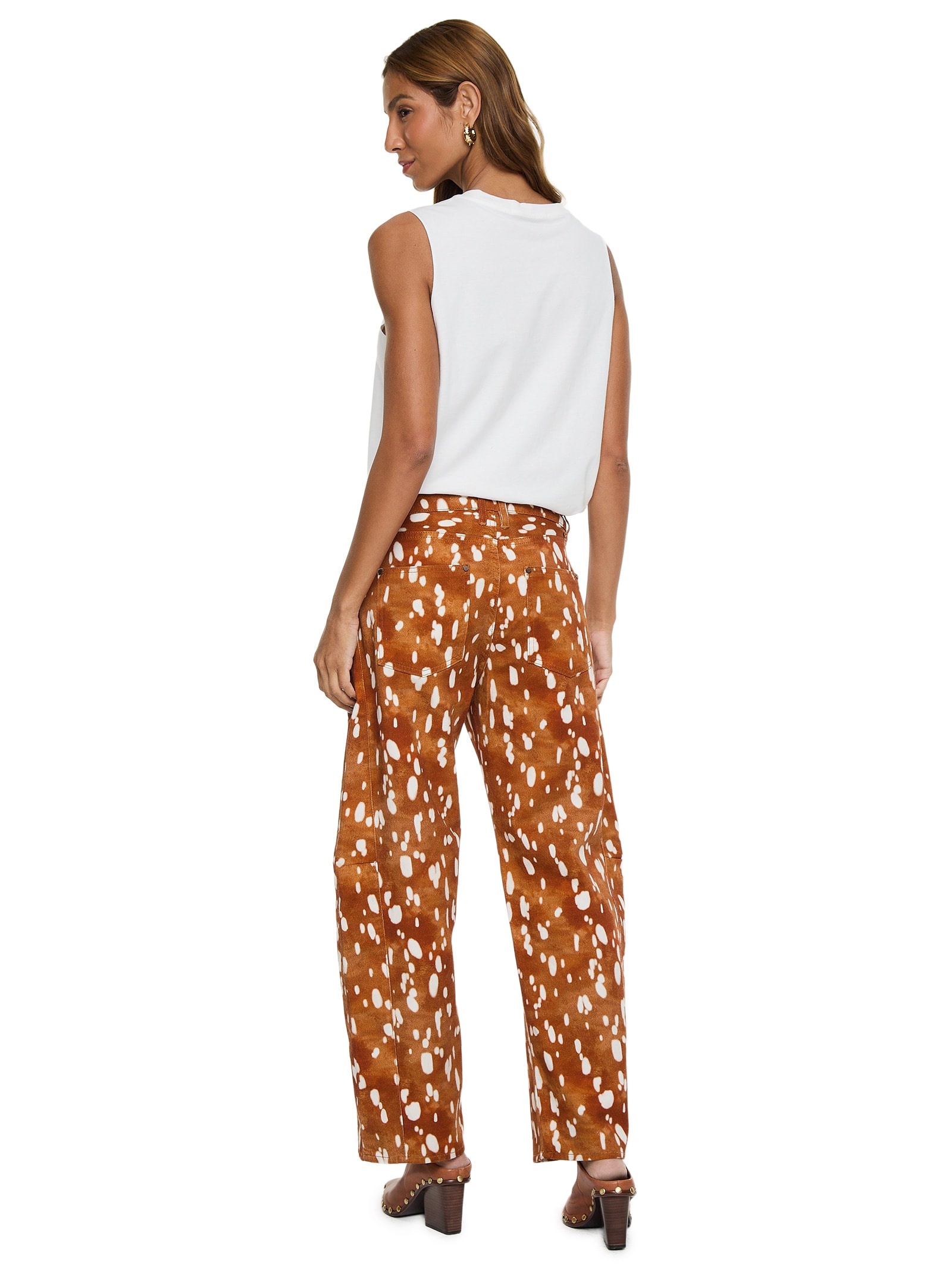 Calça Feminina De Sarja Fig Cervo Marrom Animale