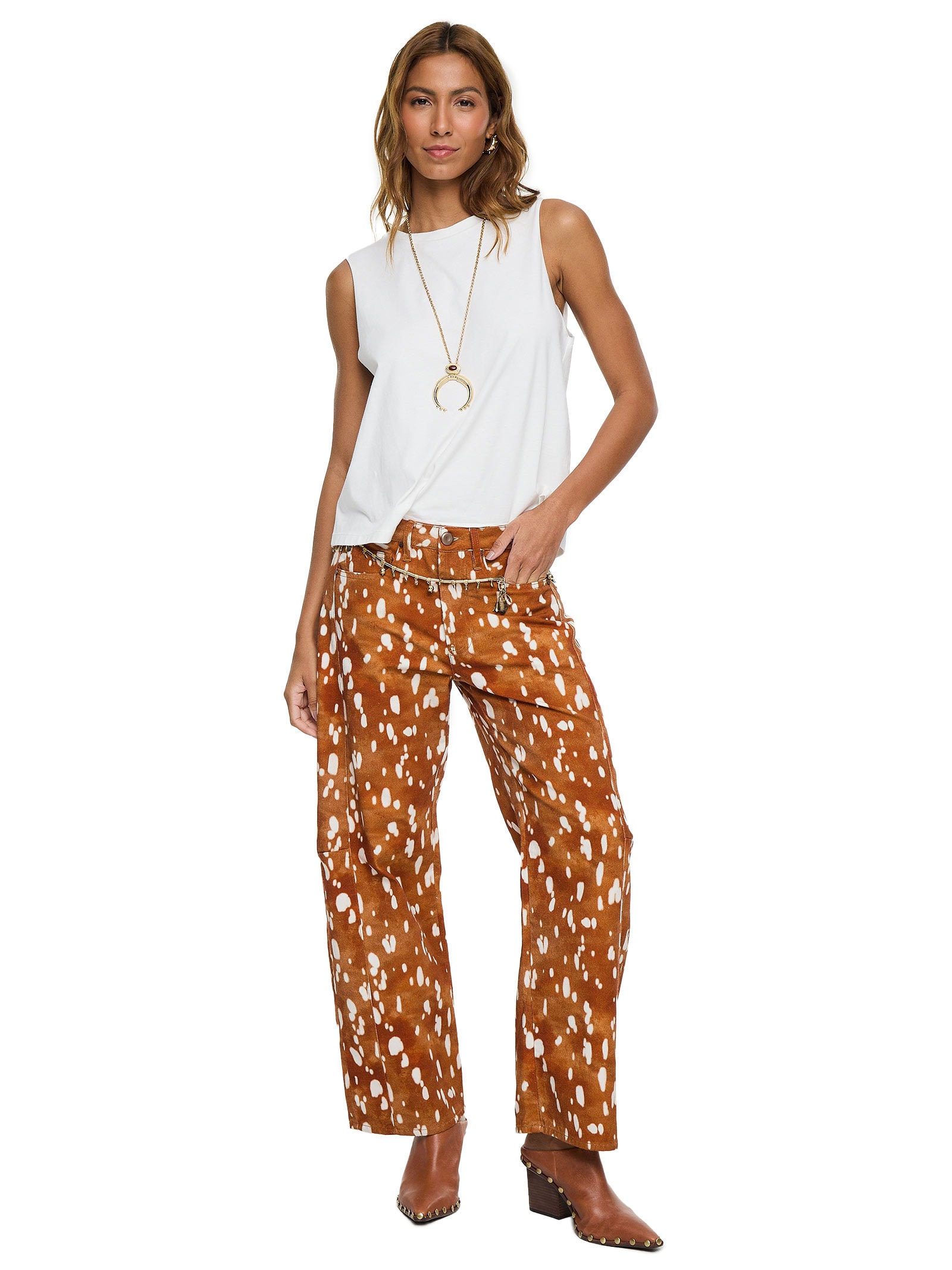 Calça Feminina De Sarja Fig Cervo Marrom Animale