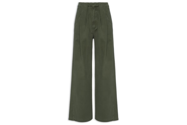 Calça Feminina de Sarja Passante Prega - Verde
