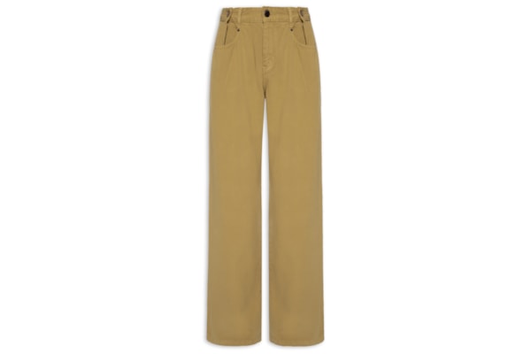 Calça Feminina de Sarja Prega Bolso Sépia - Marrom