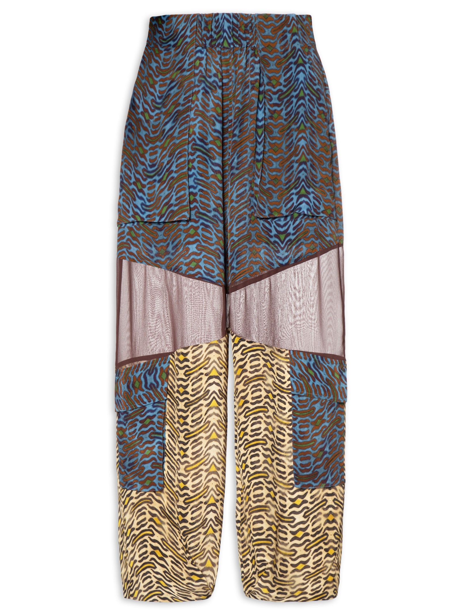Calça Feminina De Seda e Georgette Estampada Cargo Animal Print Animale