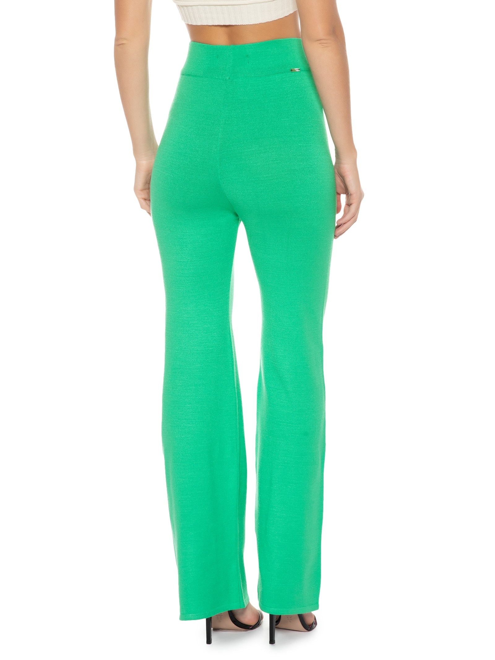 Calça Feminina De Tricot Cintura Alta Verde Lança Perfume