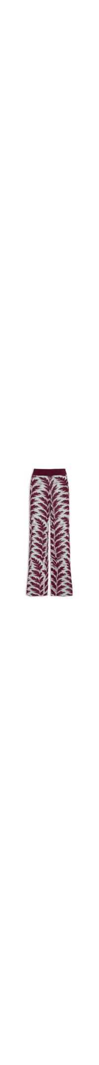 Calça Feminina de Tricot Estampa Folhas - Vermelho
