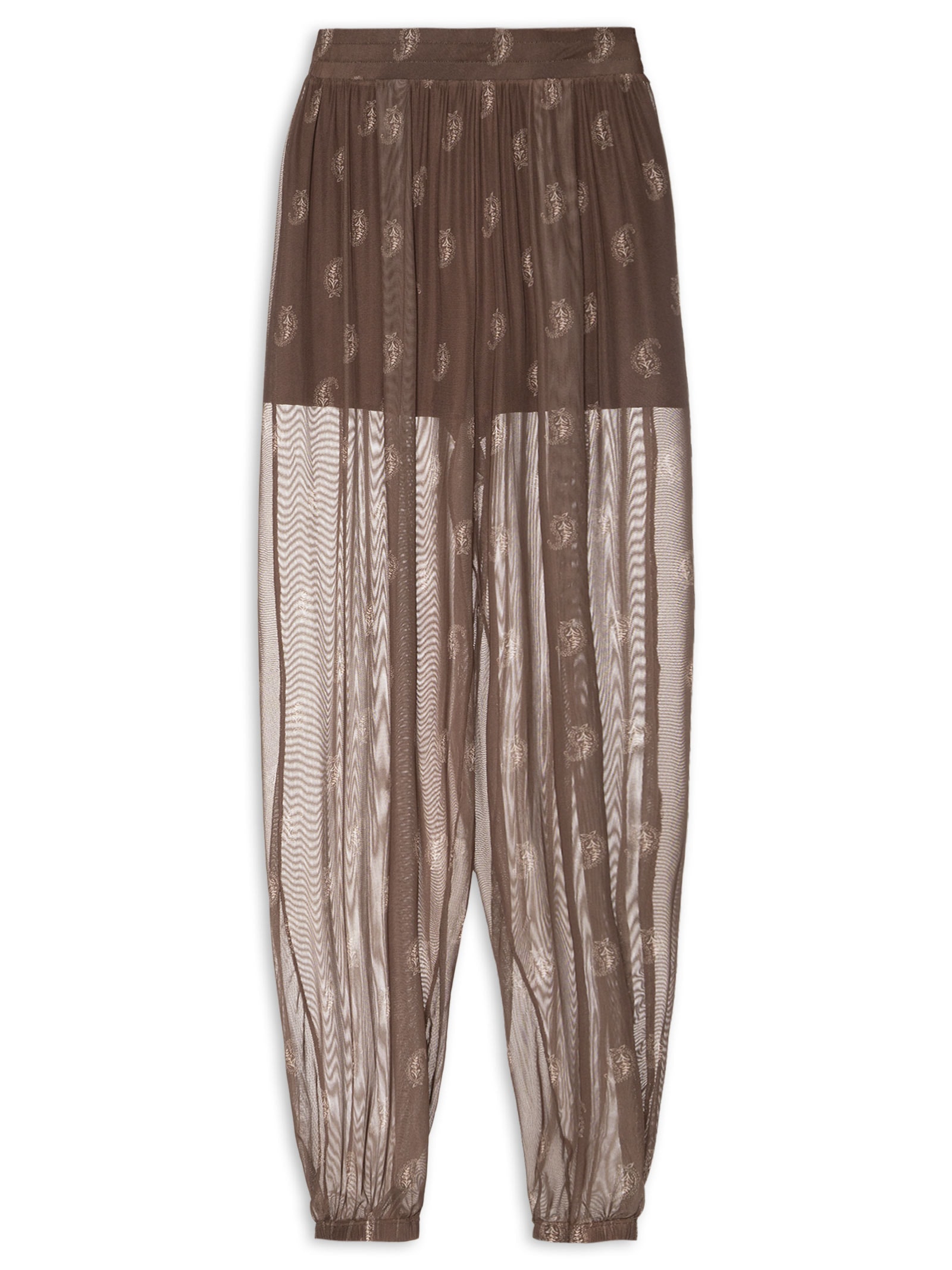 Calça Feminina De Tule Balloon Marrom Animale Jeans