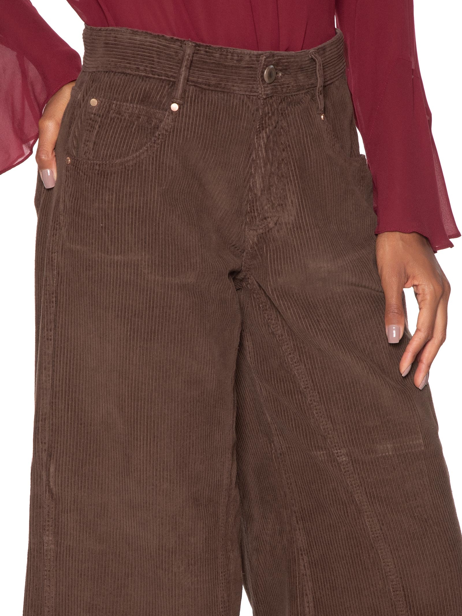 Calça Feminina De Veludo Dries Marrom Animale