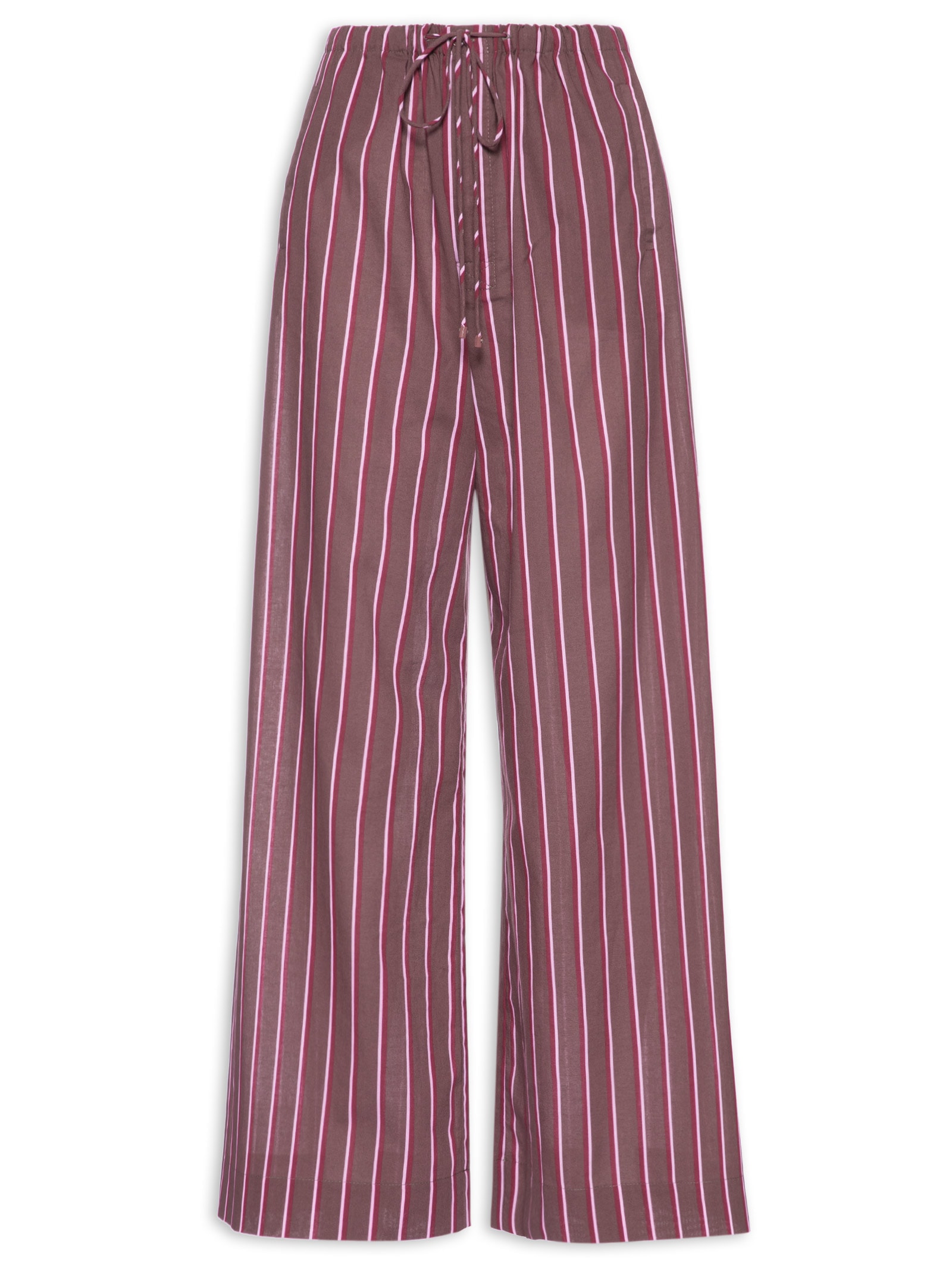 Calça Feminina de Voil Listrada Marrom Taupe – Marrom Animale