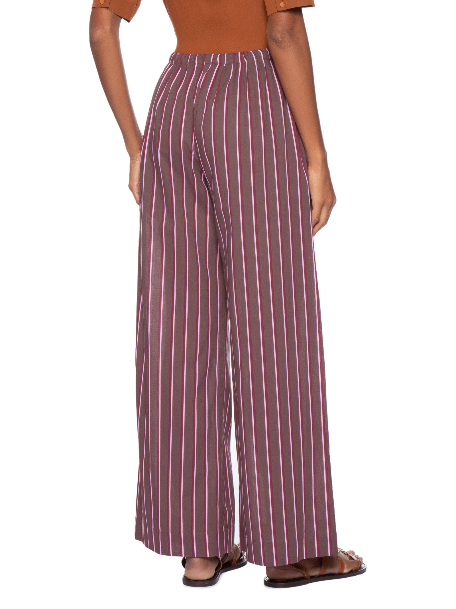 Calça Feminina de Voil Listrada Marrom Taupe – Marrom Animale