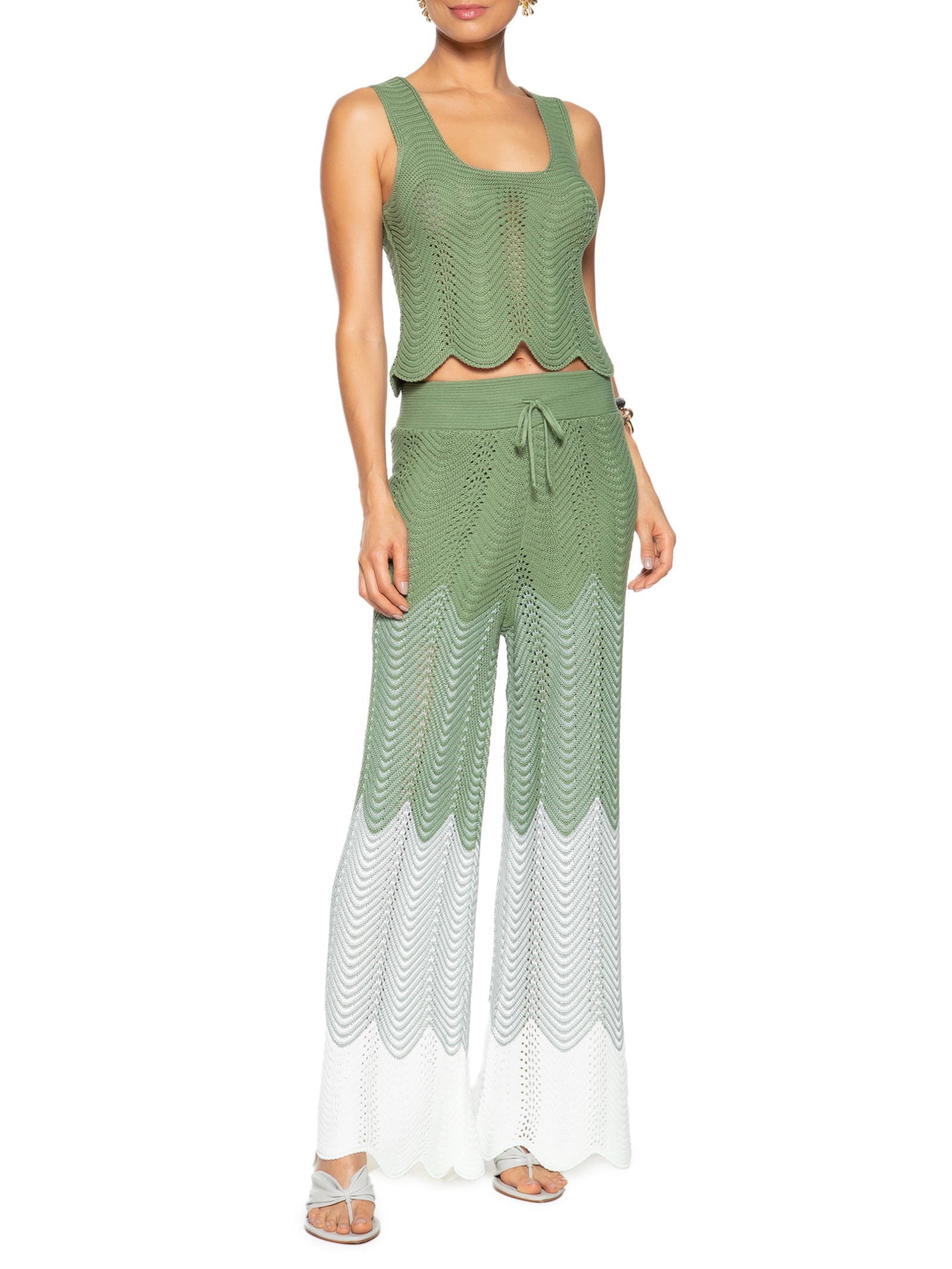 Calça Feminina Degradê Em Tricot Verde Market 33