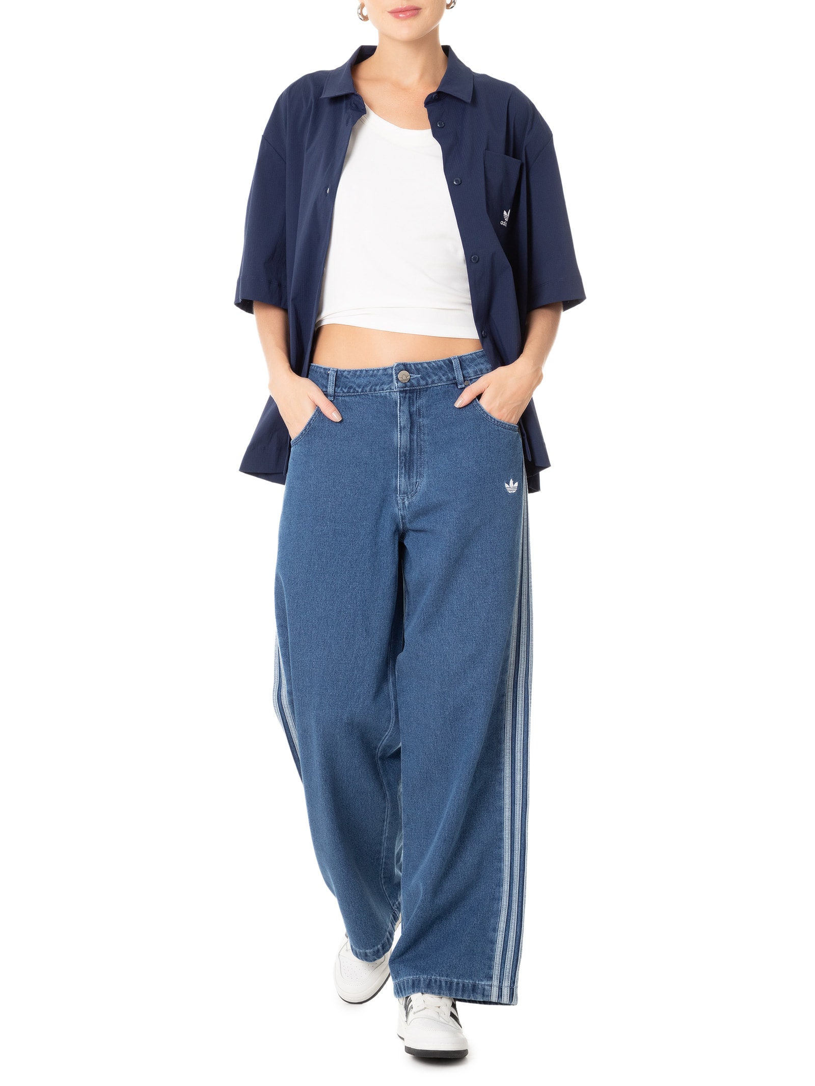 Adidas Originals - Calça Feminina Denim 3s Tp - Azul