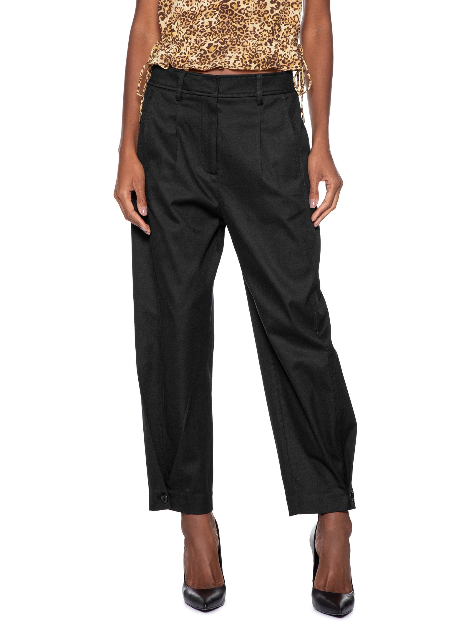 Calça Feminina Detalhe  Botões Na Barra Preto Animale