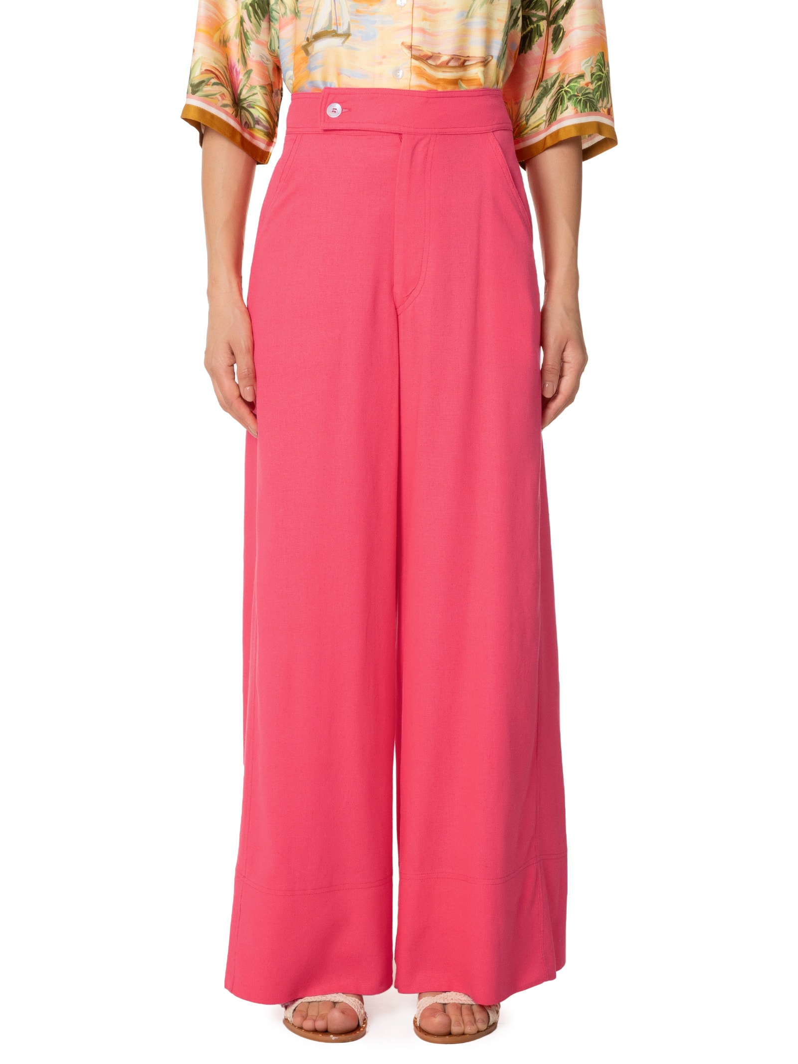 Calça Feminina Detalhe Pesponto Rosa Farm