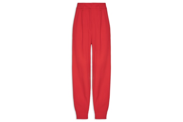 Calça Feminina Em Alfaiataria Cintura Alta - Vermelho