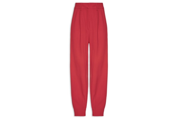 Calça Feminina Em Alfaiataria Cintura Alta - Vermelho Escuro