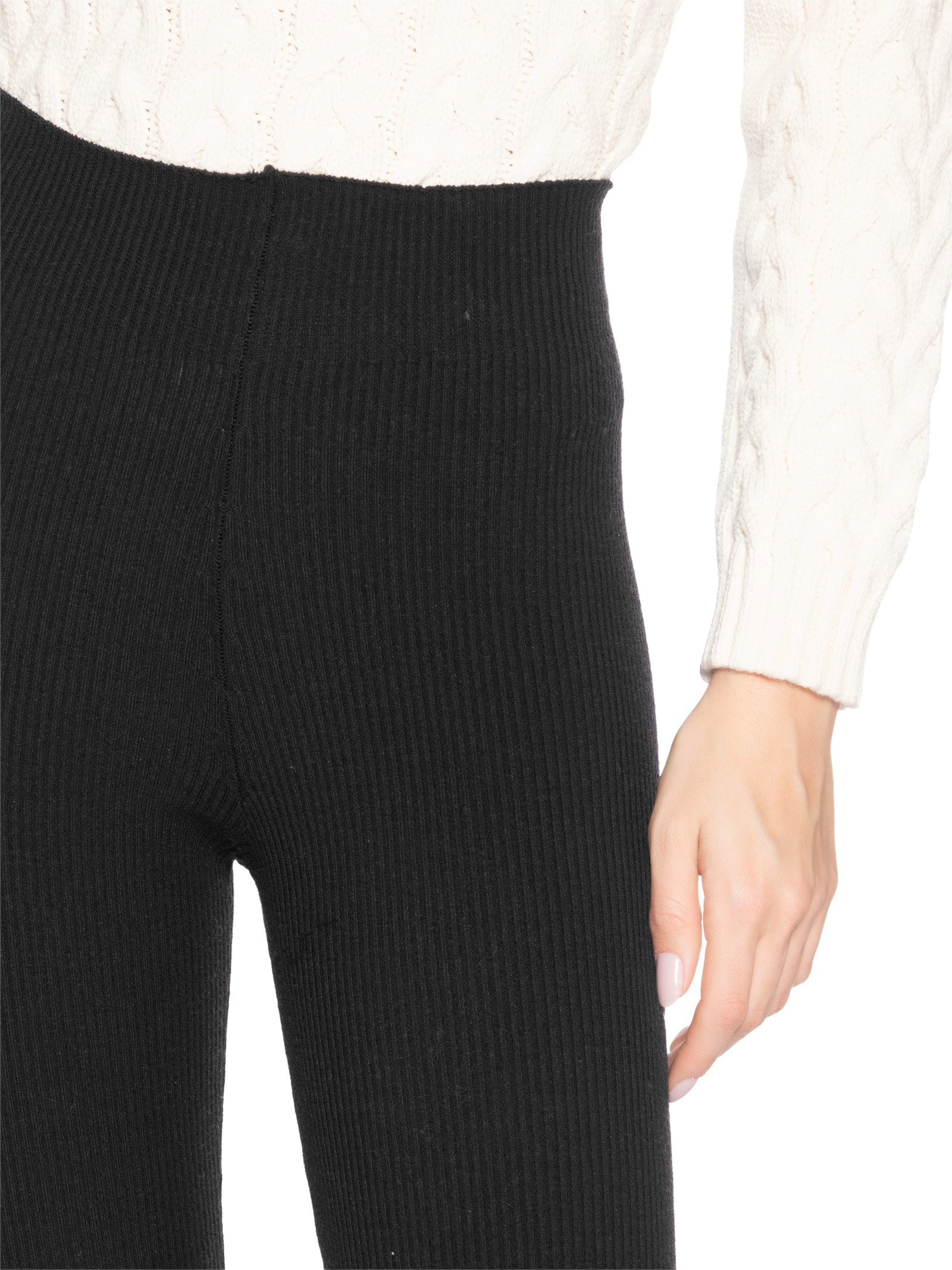 Calça Feminina Em Lã Merino Preto Anselmi